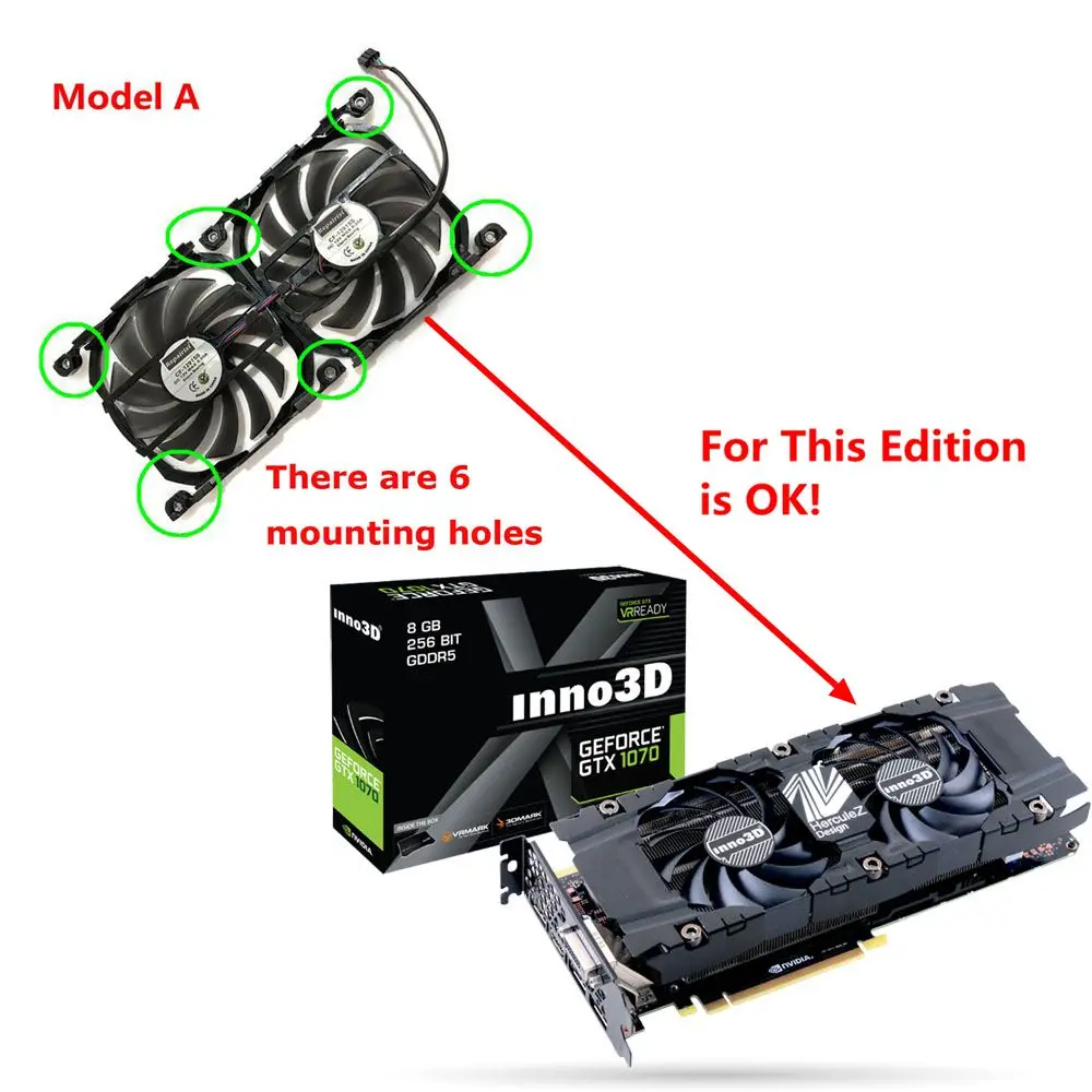 Inno3d Asus 1070 8gb 2Pcs/Set CF-12915S,GPU Card Fan,VGA Video