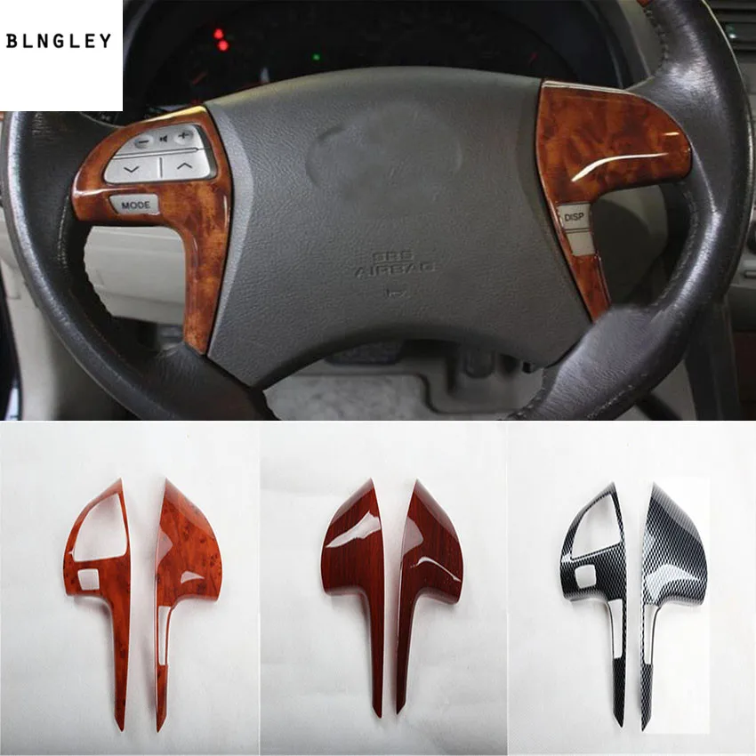 2 шт./лот ABS углеродное волокно зерно или деревянное украшение руля для Toyota camry MK6