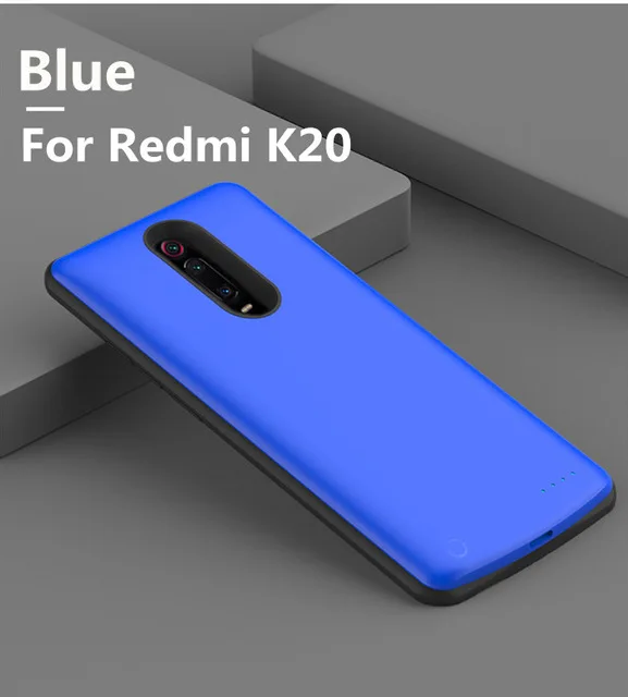 Чехол для зарядки аккумулятора для Redmi K20 Pro, портативный Дополнительный внешний аккумулятор, чехол для зарядного устройства для Xiaomi Redmi K20, внешний аккумулятор, чехол - Цвет: Blue For Redmi K20