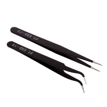 2Pcs/Set Anti-static Curved Straight Tip Forceps Precision Soldering Tweezers Set Electronic ESD Tweezers Tool Drop shipping