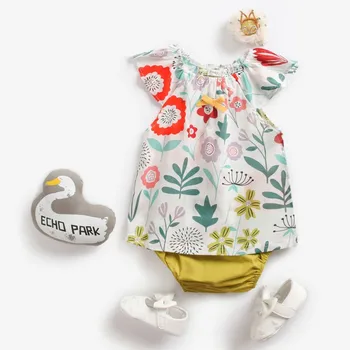 

Newborn Baby Girls Clothes Sleeveless Tops+Shorts 2PCS Outfits Set Flower Printed Cute Clothing Sets Summer Sunsuit 0-36M 2019