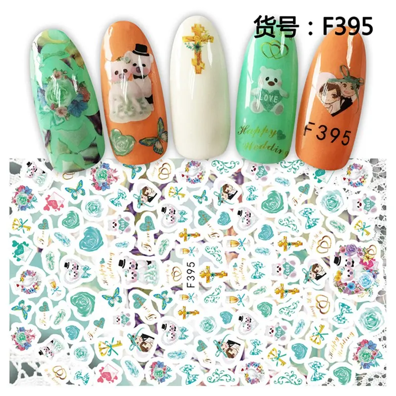 Красивые наклейки для украшения ногтей от насекомых, тонкие акриловые наклейки для маникюра, аксессуары для ногтей, жук, улыбающееся лицо - Цвет: F395
