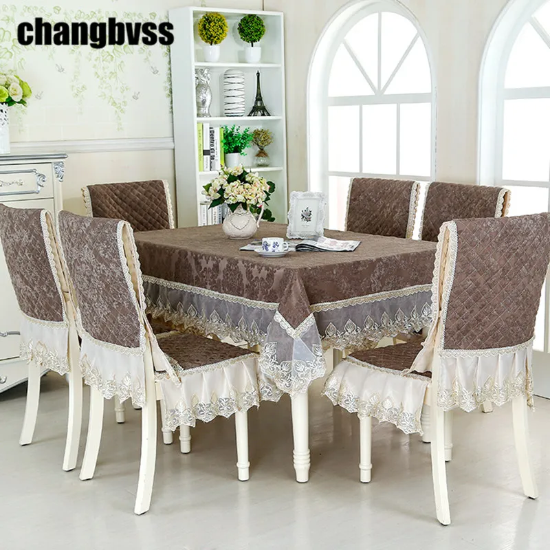 

Purchase Price Quality Lace Tablecloth Chair Mat Set Chocolate Color Delicate Wedding Tablecloth 9 Pcs/Set Table Cover manteles