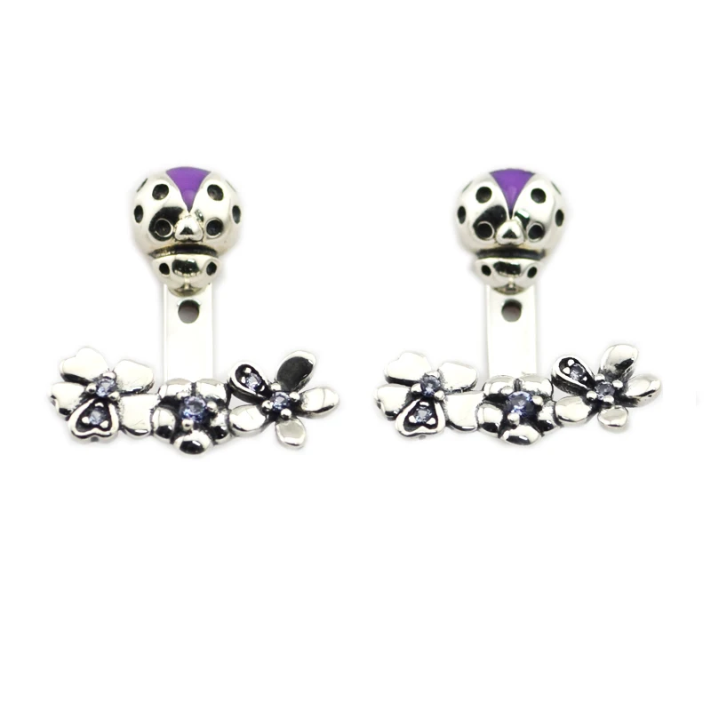 

CKK Earring Ladybug Meadow Jacket Stud Earrings Sterling-Silver-Jewelry 100% for Women Brincos Oorbellen Pendientes Earings
