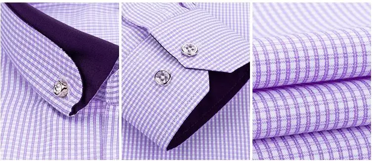 Новое поступление весенние высококачественные полосатые повседневные мужские рубашки, мужские клетчатые рубашки, синие фиолетовые, мужские рубашки больших размеров M-5XL