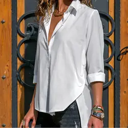 Лето 2019 г. рубашки для мальчиков топы корректирующие для женщин офисные женские туфли шифон нестандартная рубашка Топ черный, белый