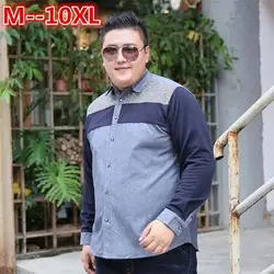 10XL 8XL 6XL Повседневное рубашки Для мужчин Модная одежда с длинными рукавами рубашка в клетку camisa masculina Для мужчин рубашка сплошной Цветная