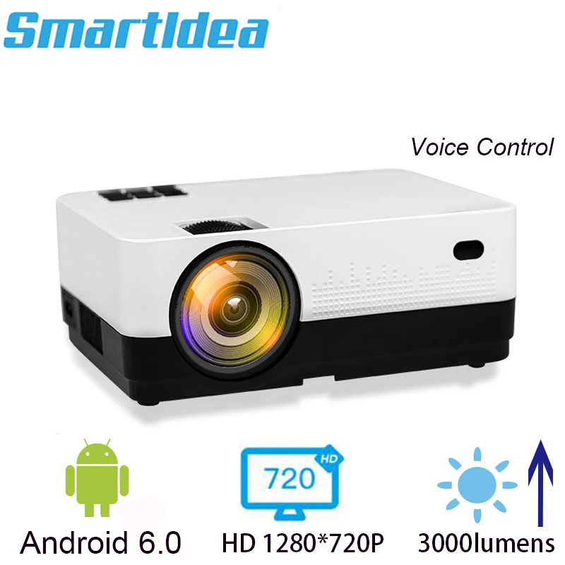 

Smartldea Real 720P LED HD Projector Android 6.0 WiFi Option,Portable LCD Proyector Bluetooth Digital 3D Home Beamer