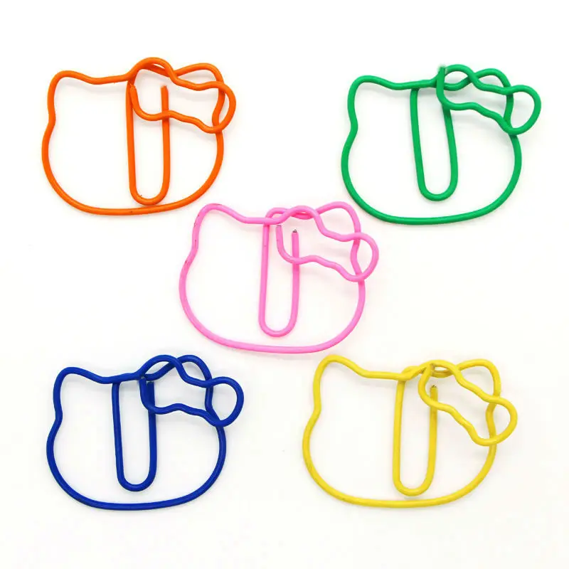 

Creative Cartoon Cat Kitty Shaped Clips Interesting BOOKMARK Metal PAPER CLIPS Crafts Office Supplies free shipping