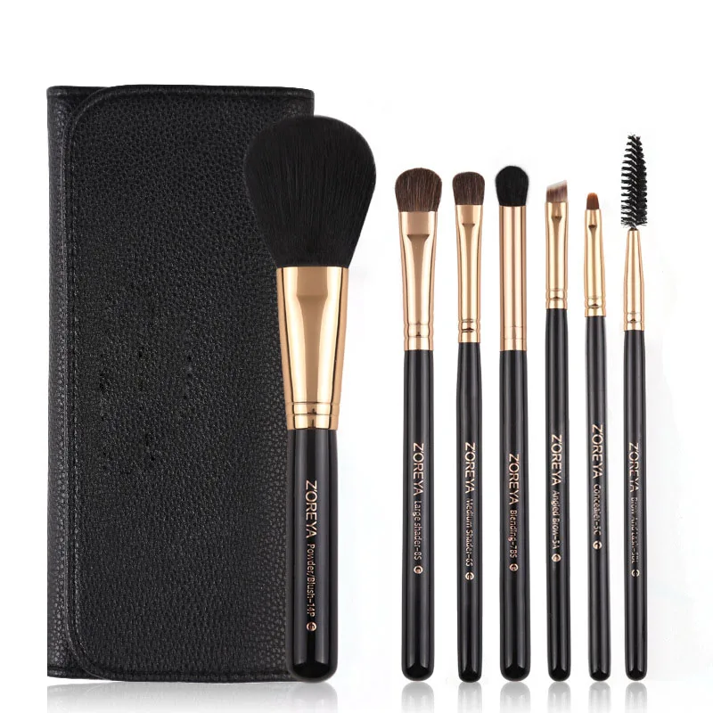 

7 Pcs Makeup Brushes Set With PU Leather Bag Foundation Powder Concealer Brush Kit Cosmetics Tools YF2018
