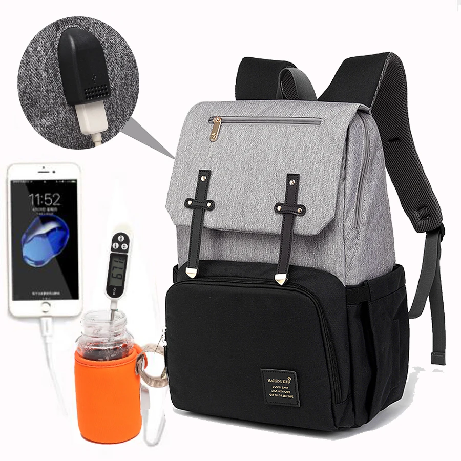 

PYETA Baby Diaper Bag with USB Port Waterproof Nappy Bag Mommy Backpack Laptop Bag Maternity Bag With Rechargeable Bottle Warmer