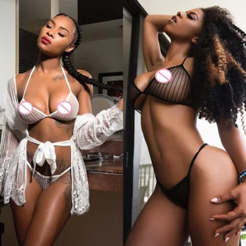 HOT!!! Women's Sexy Lingerie Babydoll Sleepwear Underwear Lace BLACK White set 2019 Bikini Set Sexy Swimwear Female