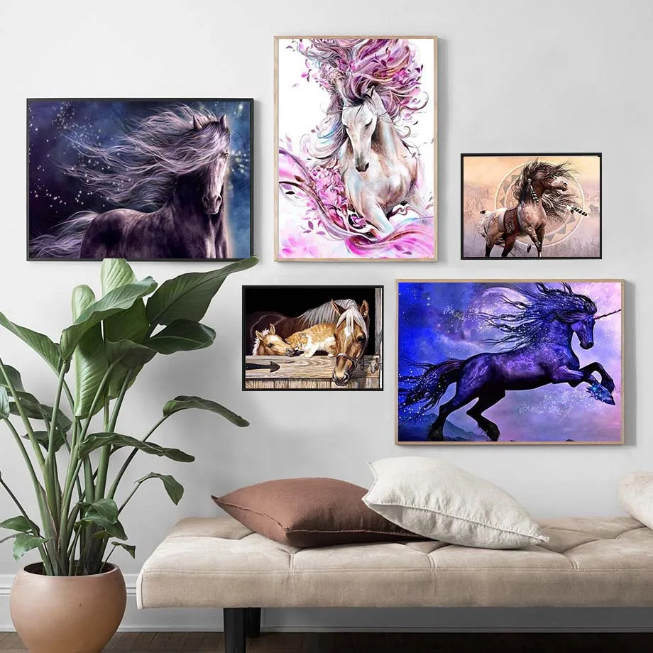 

FineTime diamond painting horses 5d diy diamond embroidery animals Cross Stitch full round drill diamond mosaic home decor