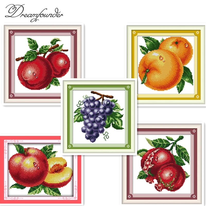 

Water-drop oranges grape fruit cross stitch kit fruit still count print DMC color 14ct 11ct embroidery DIY handmade needlework