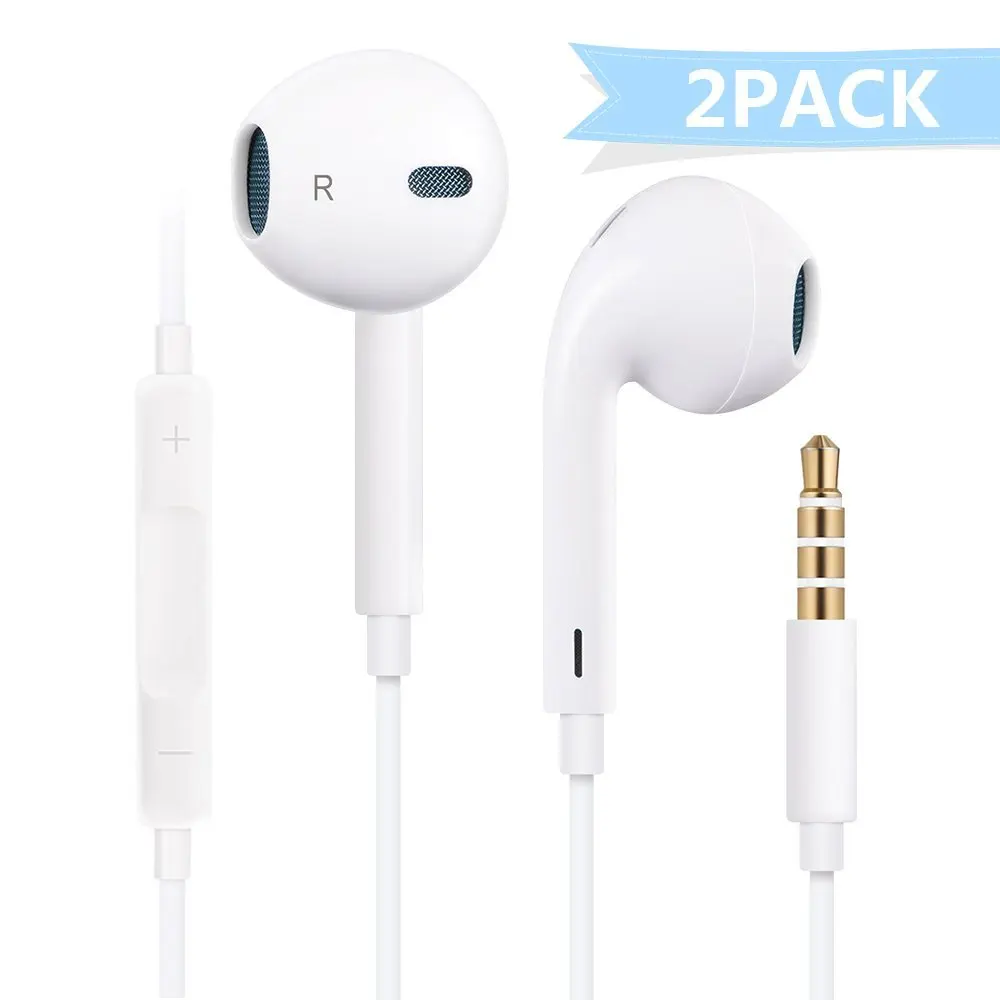 

2 Pack Earbuds In Ear Headphones Wired Earphones with Mic for iPhone 6s 6 5s Se 5 5c 4s Plus Android Galaxy Edge S8 S7 S6 S5 S4