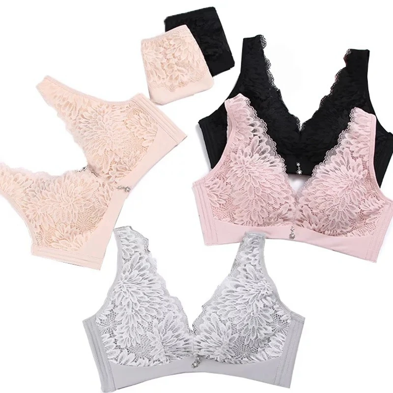 spring and summer thin women plus size bra C D New lace bra female lingerie deep V sexy big size bra Plus Size brassiere