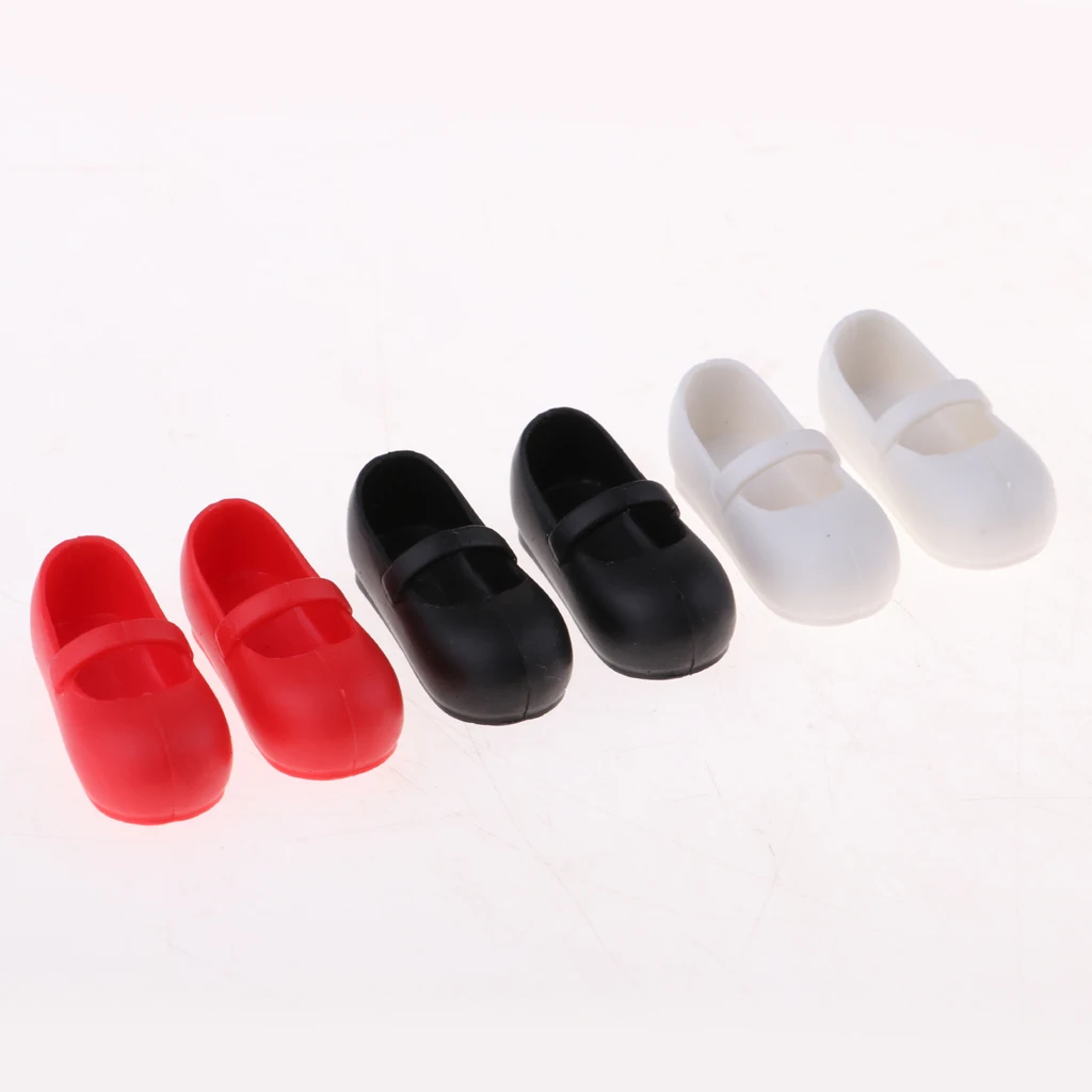  3 Pairs Lovely 12inch Doll Casual Shoes Belt PU Leather Shoes Ballet Shoes Costume for Blythe Fashion Girl Doll Party Accessory