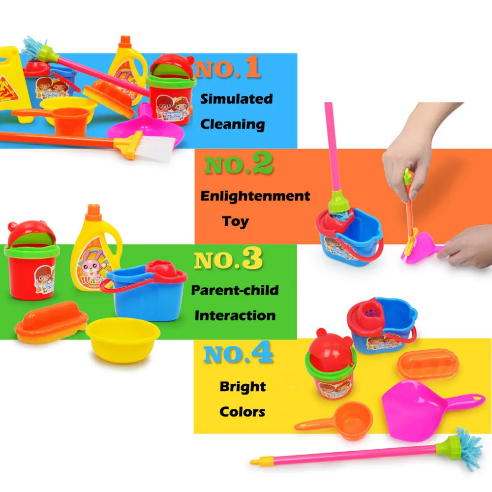 10 шт./компл. моделирования аксессуары мебель набор чистящих средств для ухода за шваброй инструмент игрушка игрушечный набор чистящих средств для ухода за девочка игрушка F3