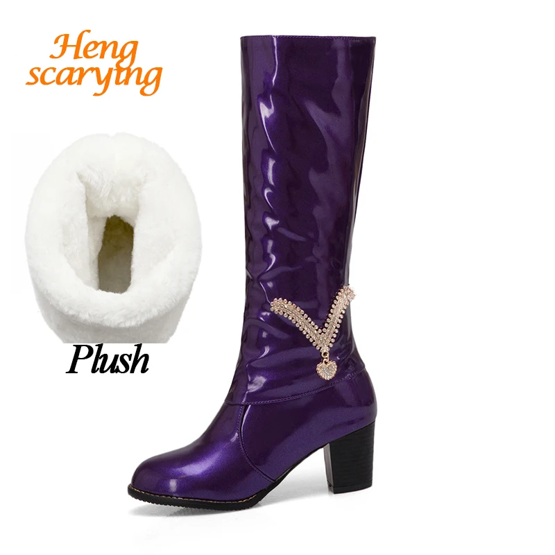 

2018 Women Plus Size Winter Fetish Snow Boots Female Plush Purple Boots Lady Platform Elegant Flats Bottes Molles Quality Shoes