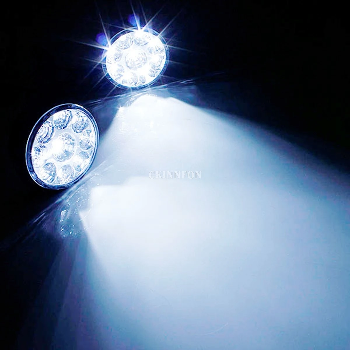 DHL 200 шт 2 шт./компл. 9LED круглый дневного вождения светильник Противотуманные фары Дневные Фары Лампы головной светильник белого цвета
