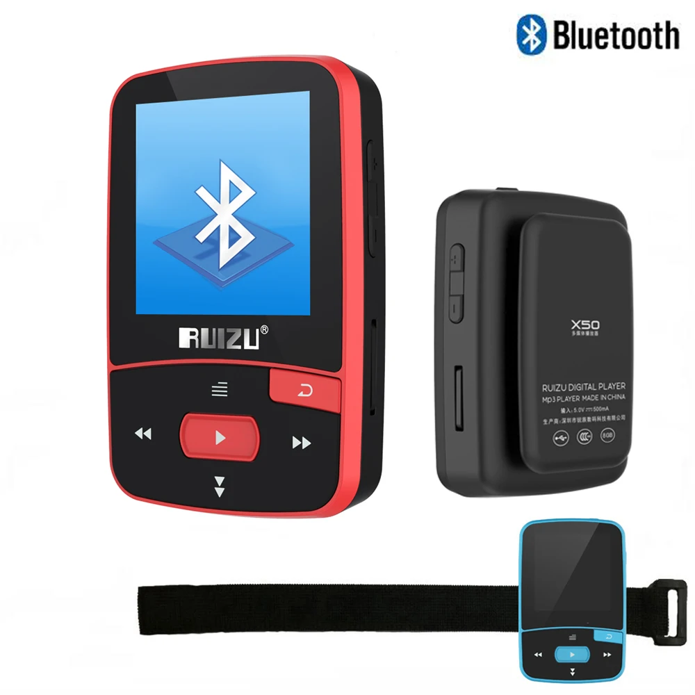 Original RUIZU X50 Sport Bluetooth MP3 Player 8gb Clip Mini with Screen