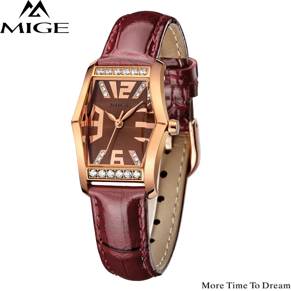 Mige Лидирующий бренд Роскошные женские розовые часы новые женские повседневные золотые чехлы Модные Розовые кожаные водонепроницаемые кварцевые женские часы - Цвет: LF8301LRC