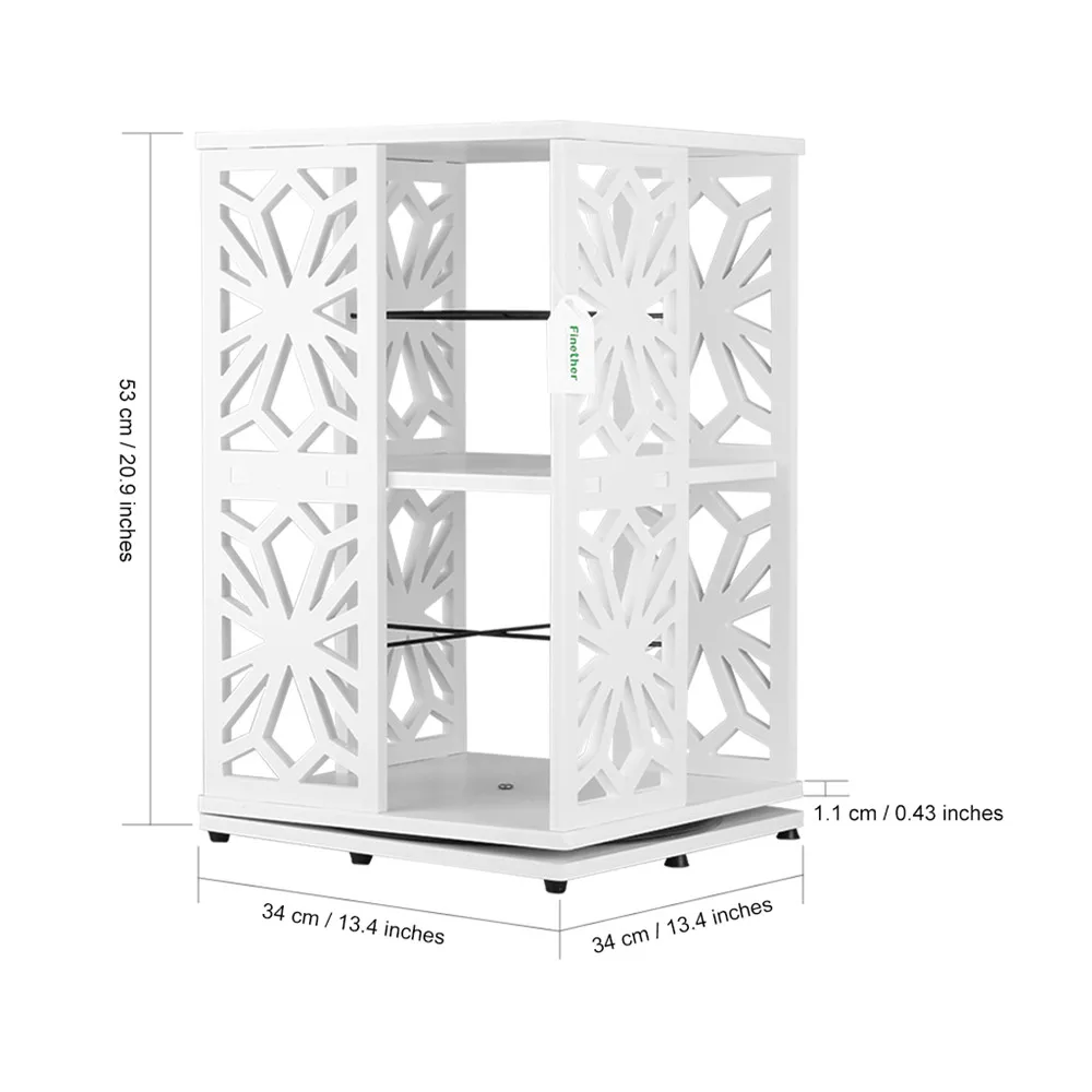 Finether 2 ярусная модульная Поворотная на 360 градусов Поворотная полка из дерева, пластика, композитный стеллаж, книжный шкаф, органайзер для хранения