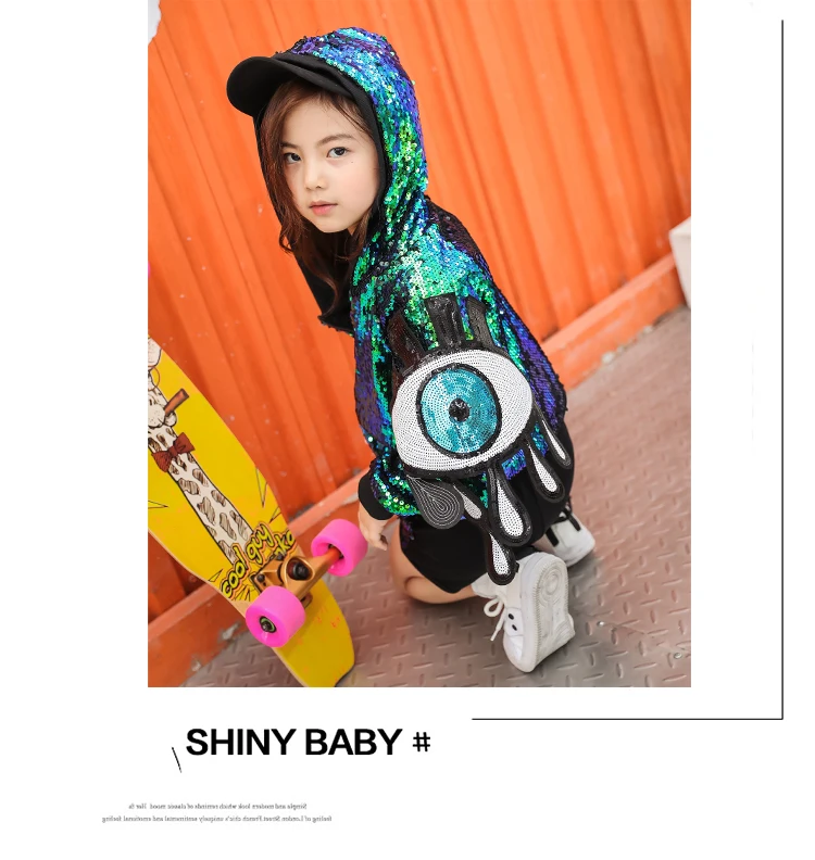Kid Sequin Hip Hop Hoodies Jacket Clothing for Girls Crop Tank Top Shirt Shorts Jazz Dance Costume Ballroom Dancing Clothes Wear (12)