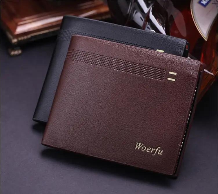 Hot Sale New Cheap Men Wallet New PU Leather Student's Wallets With Coin Pocket Fashion Black