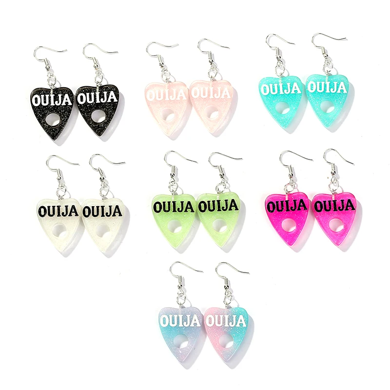 

1pair Fashion Craft heart with OUIJA Drop Earrings Resin earring for Birthday Gift Child Girls Teens Jewelry