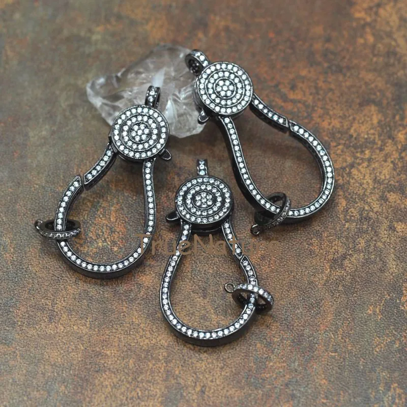 Wholesale Black Lobster Clasps Charms Micro Pave Zircon Clasps Jewelry