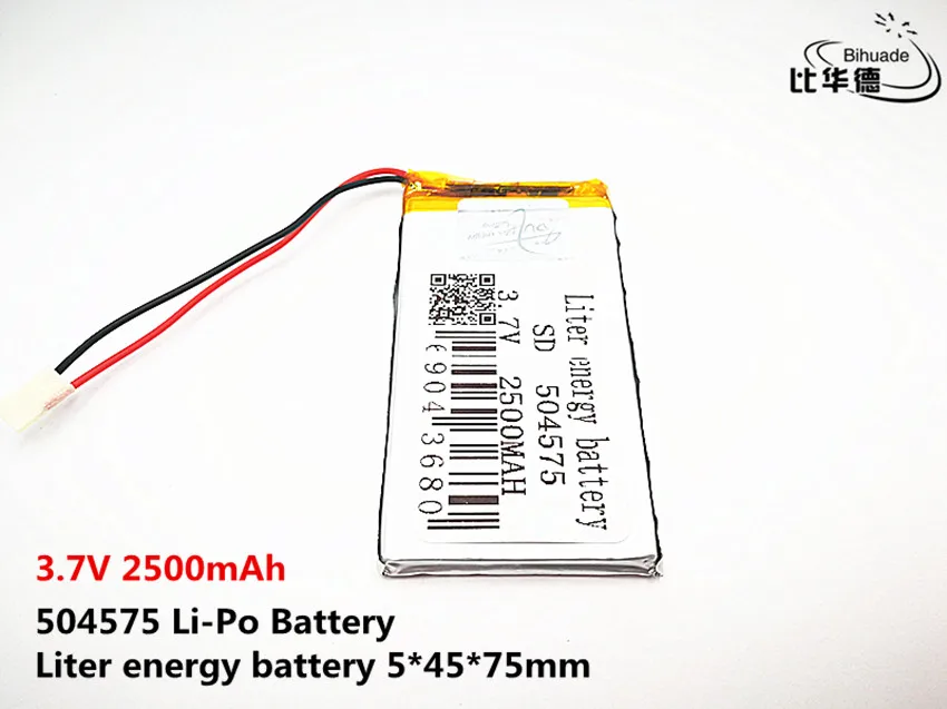 Литровая энергетическая батарея хорошего качества 3,7 в, 2500 мАч, 504575 полимерная литий-ионная/литий-ионная батарея для игрушек, банка питания, gps, mp3, mp4