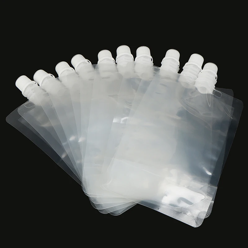 

10pcs/lot 200ml Plastic Clear Drinks Beverage Juice Bag Transparent Flask Suction Fresh Liquid Packaging Pocket