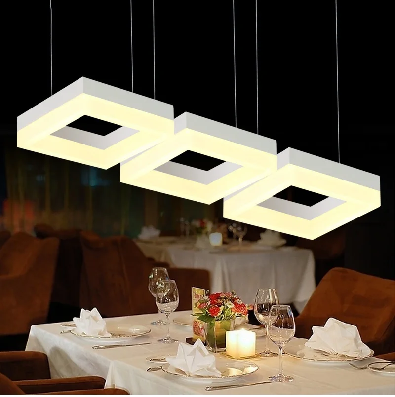 

Modern led pendant lights for dining room living room Acrylic Aluminum Rectangle Design led pendant lamp fixtures AC 85-265V