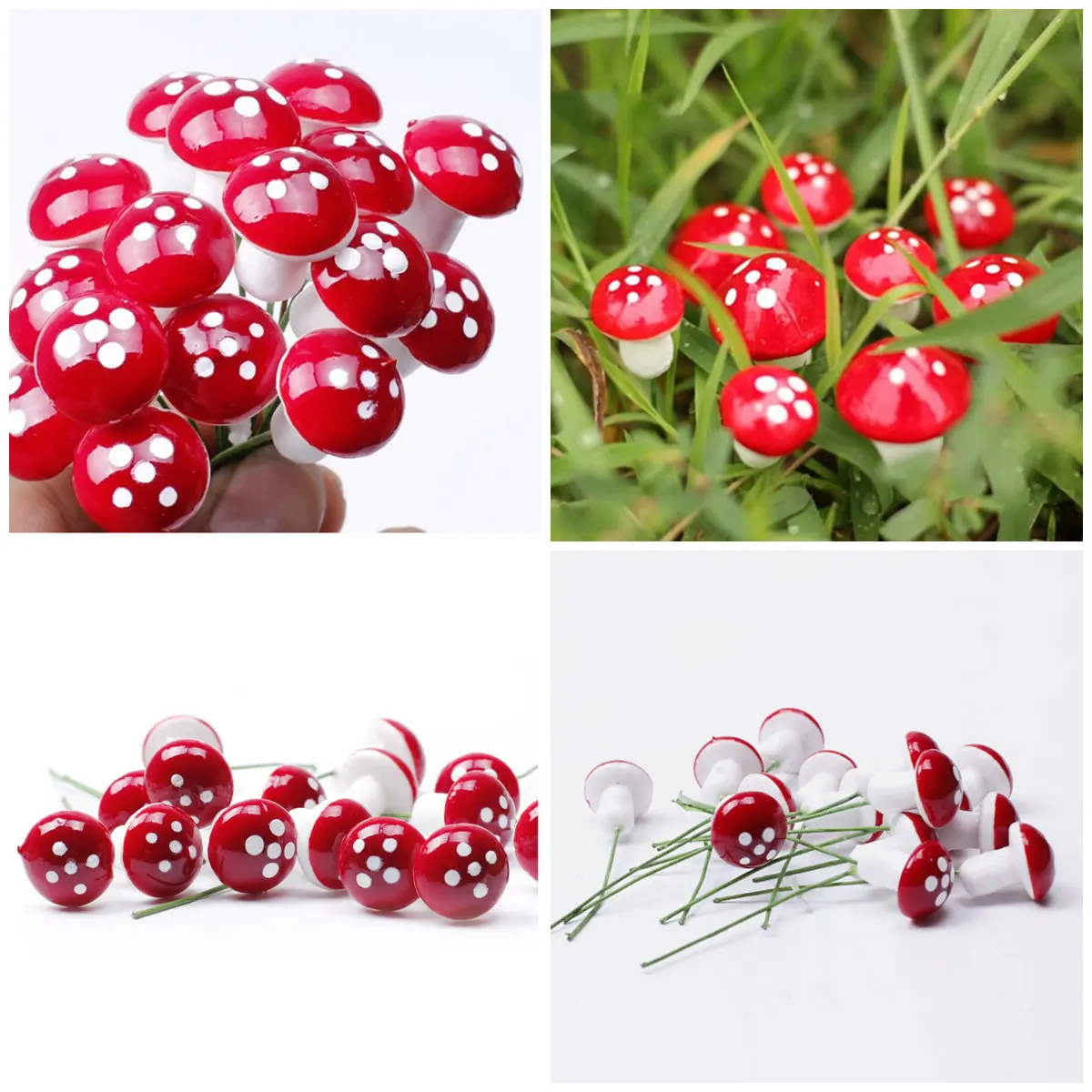 

10Pc Mini Red Mushroom Garden Ornament Miniature Plant Pots Fairy DIY Dollhouse Micro Mushroom Miniatures Garden Decoration
