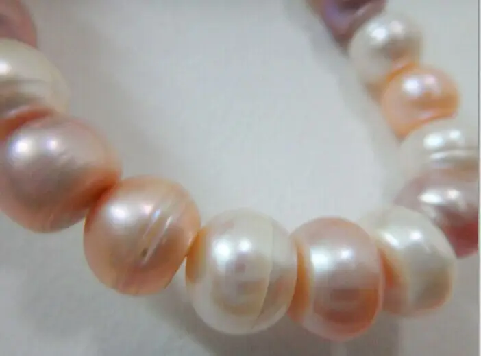 

18"12-15MM NATURAL SOUTH SEA WHITE PINK PEARL NECKLACE