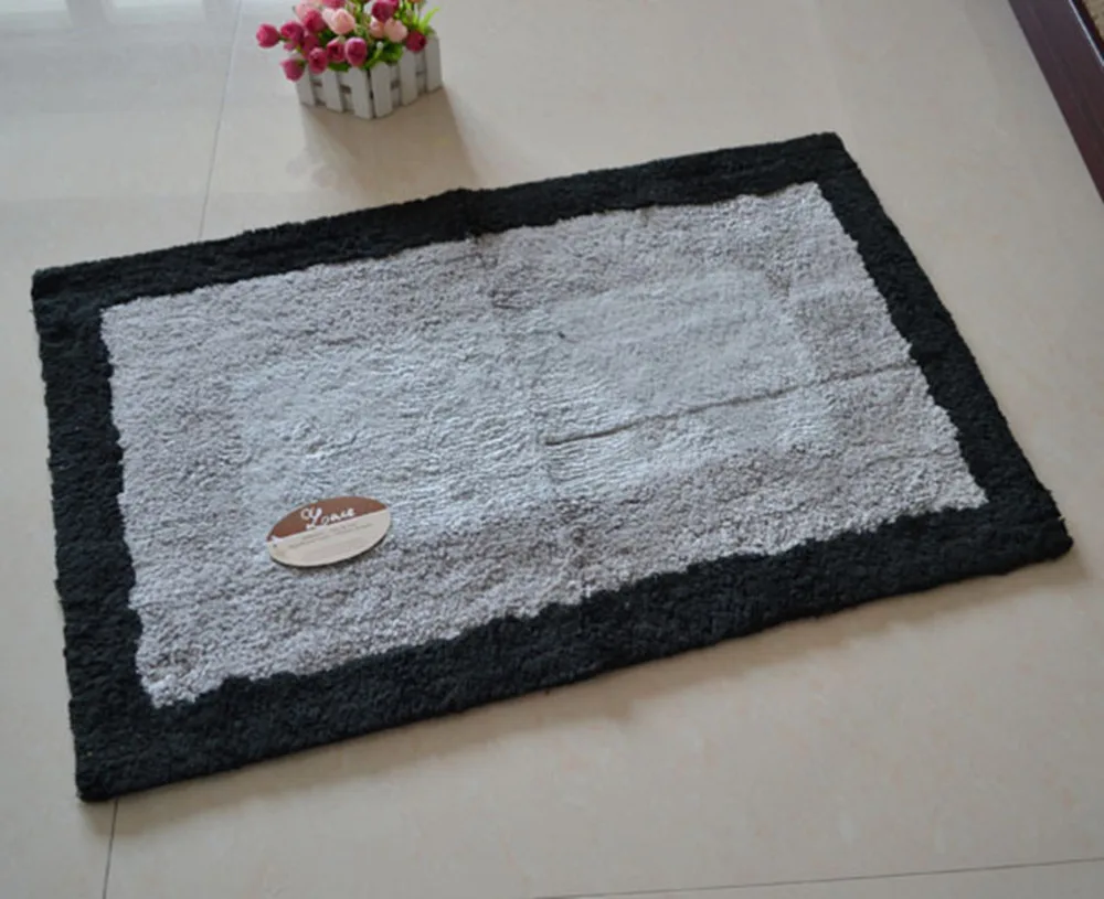 Nicerug Design Footcloth Pure Cotton Grey Thin Carpet Absorbent