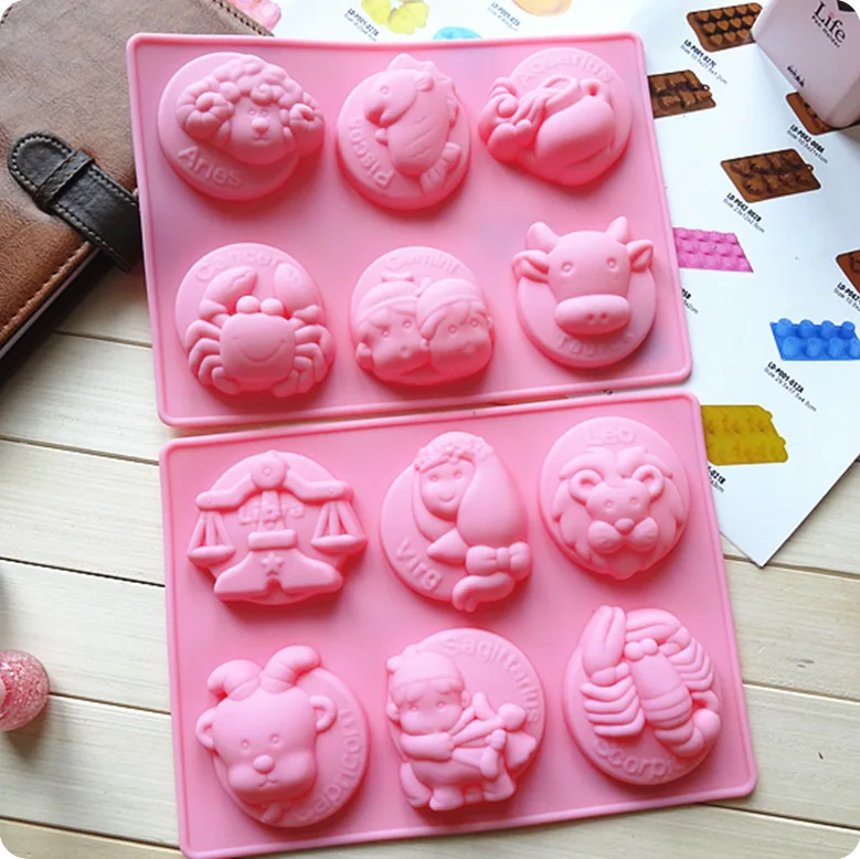 

2pcs/set Twelve Constellations Silicone Cake Mold, Handmade Soap Mold Pudding Jelly Mold Diy Mold