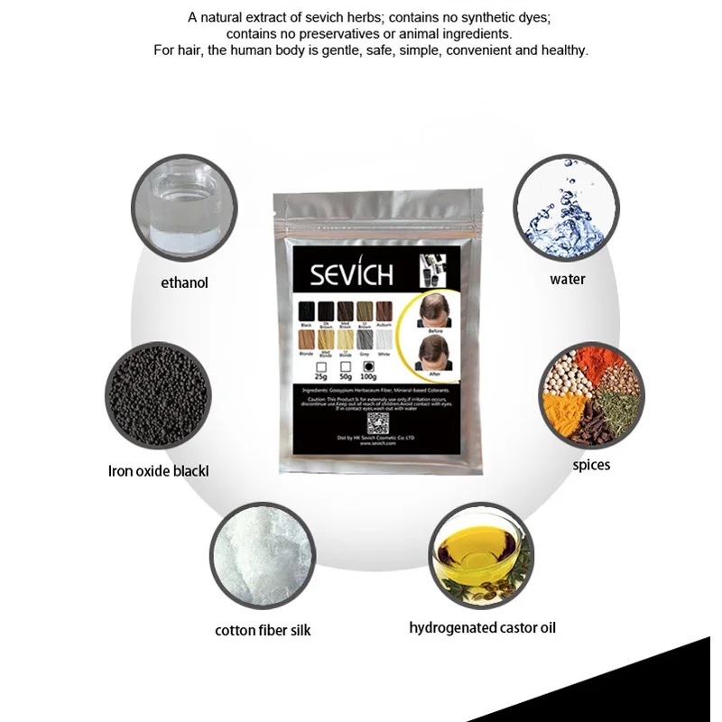 1000g cosmético hecho a mano de fibra de cabello humano, Corrector de pérdida de cabello, colorante de estilo, fibra de Color, aplicador para polvos de pelo, bolsa de recarga - 3