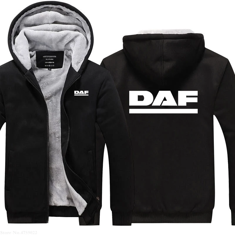 men Hoodies Plus Size Winter trucker fans DAF Sweatshirt Thickening Warm Cotton Fashion male Casual coat - Color: 2