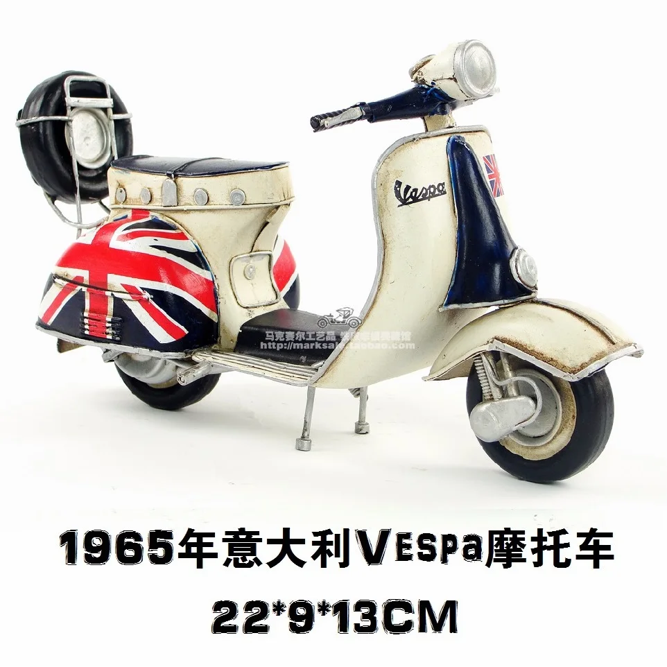 

Vintage Europe Motor Style Retro 1965 Italy VESPA Motorcycle Model Creative Mini Iron Motorbike Best Gift Home Bar Decoration