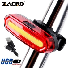 Zacro vélo feu arrière Cob vélo lumière LED Rechargeable USB sécurité feu arrière cyclisme étanche vtt feu arrière(China)