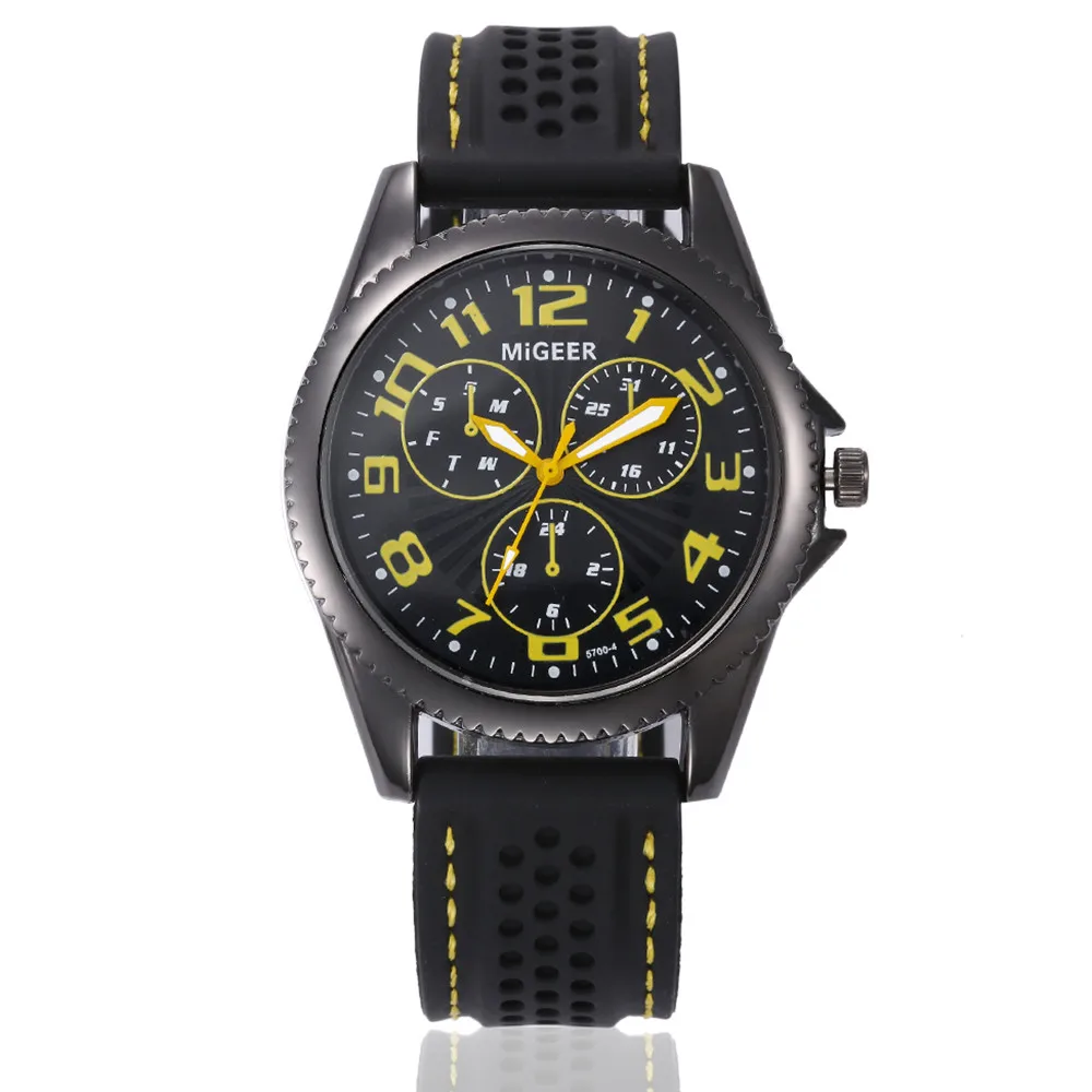 MIGEER мужские часы 2018 Роскошные брендовые модные мужские часы с силиконовым ремешком спортивные крутые кварцевые часы наручные аналоговые