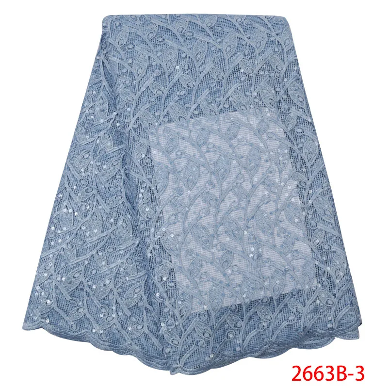 Best Selling African Lace Fabric High Quality Tulle Lace with Sequins French Embroidery for Wedding Dresses KS2663B-1
