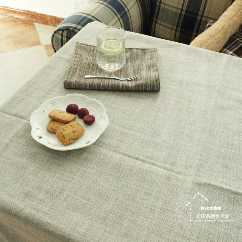 Geminbowl dining gray tablecloth natural linen fabric kitchen table cover cotton