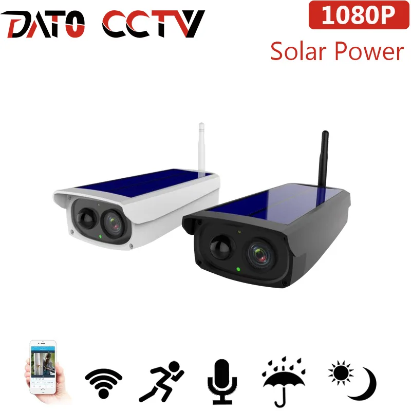 Datocctv ip-камера с солнечной панелью, перезаряжаемая батарея 1080 P, Full HD, уличная, крытая, безопасность, WiFi, широкий обзор, ip-камера наблюдения