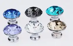 30 мм 6 видов цветов кристалл алмаза Стекло сплав двери ящика шкафа шкаф тянуть ручки Прямая доставка Оптовая продажа