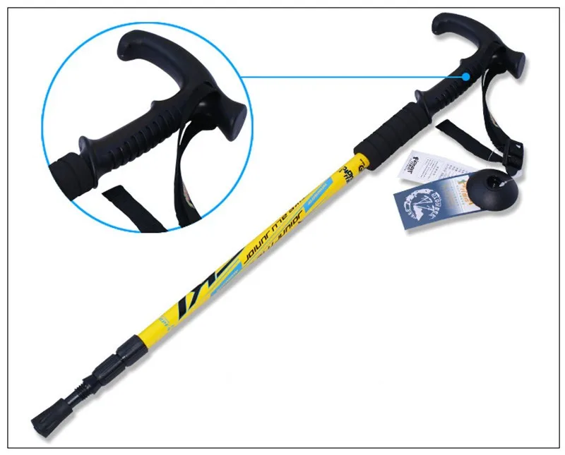 Pólo de Esqui Bengala de Trekking 2018 Muleta Ajustável Caminhadas Esqui Escalada Camping Telescópica Cane Alpenstock Alumínio Choque 17 High Quality Esporte e Lazer