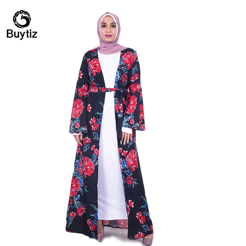 Buytiz Boho длинные халаты принт турецкий мусульманский Абаи ОАЭ сетки цветочное