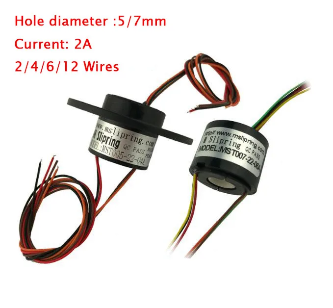 

Free Shipping Hollow Slip Ring 2/4/6/12 Wires Hole Diameter 5/7mm Spare Parts For DIY Robot Gimbal MST005